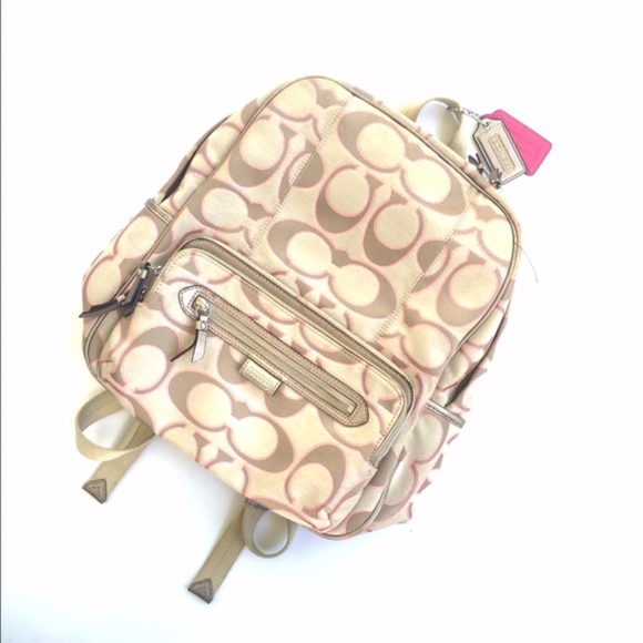 Coach Handbags - Coach jacquard print backpack pink/brown